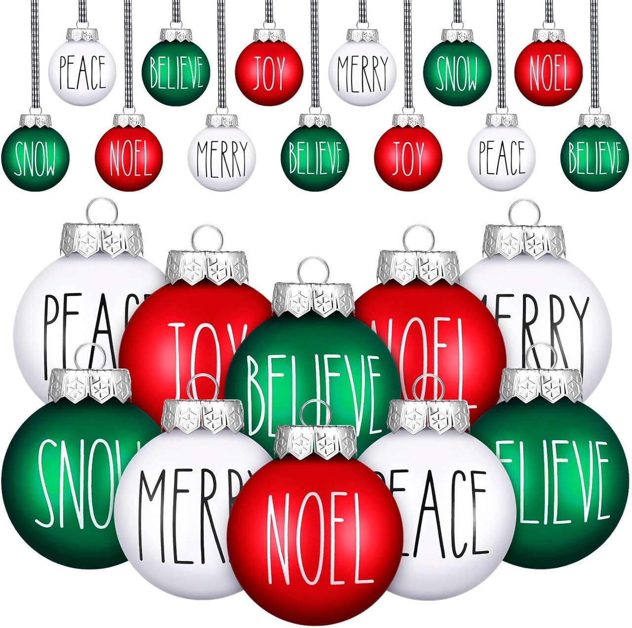 12 Pcs Christmas Ball Ornaments - 2.4 Inch (Red Green White)